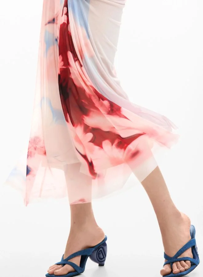 DESIGUAL pink floral Combined crochet dress for Women | Best Price UAE